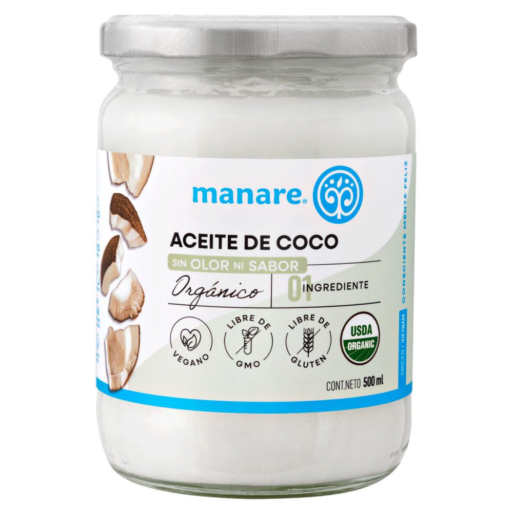 ACEITE DE COCO ORGÁNICO SIN OLOR NI SABOR  500 ML