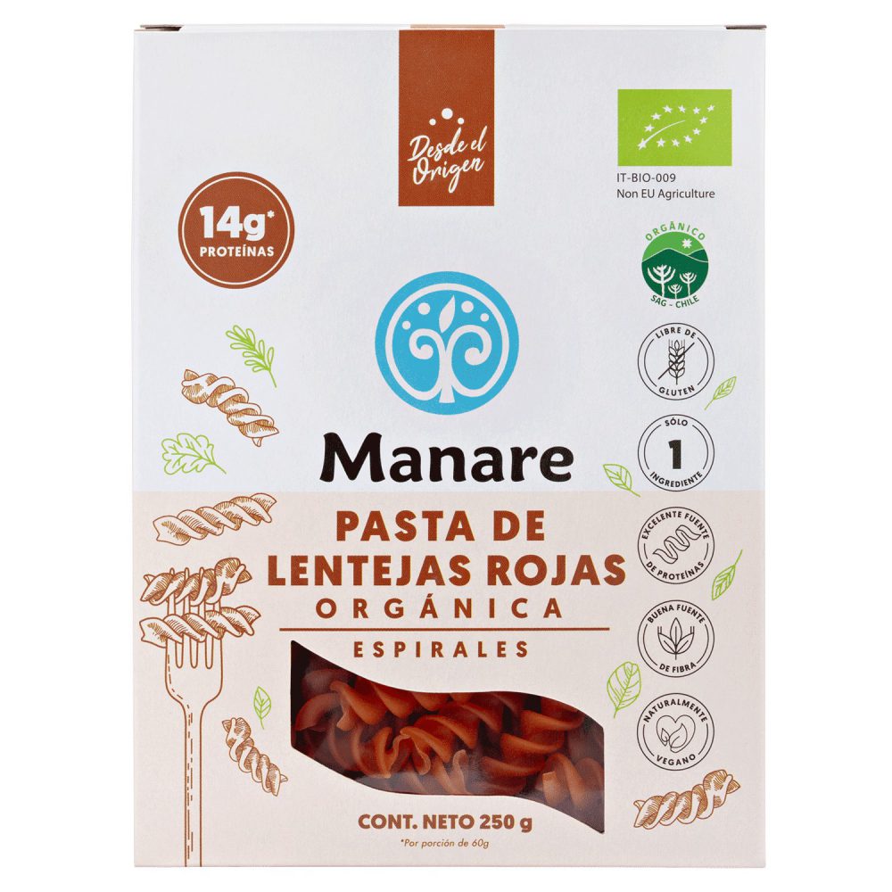 ESPIRALES ORGÁNICOS  250 GR LENTEJAS ROJAS