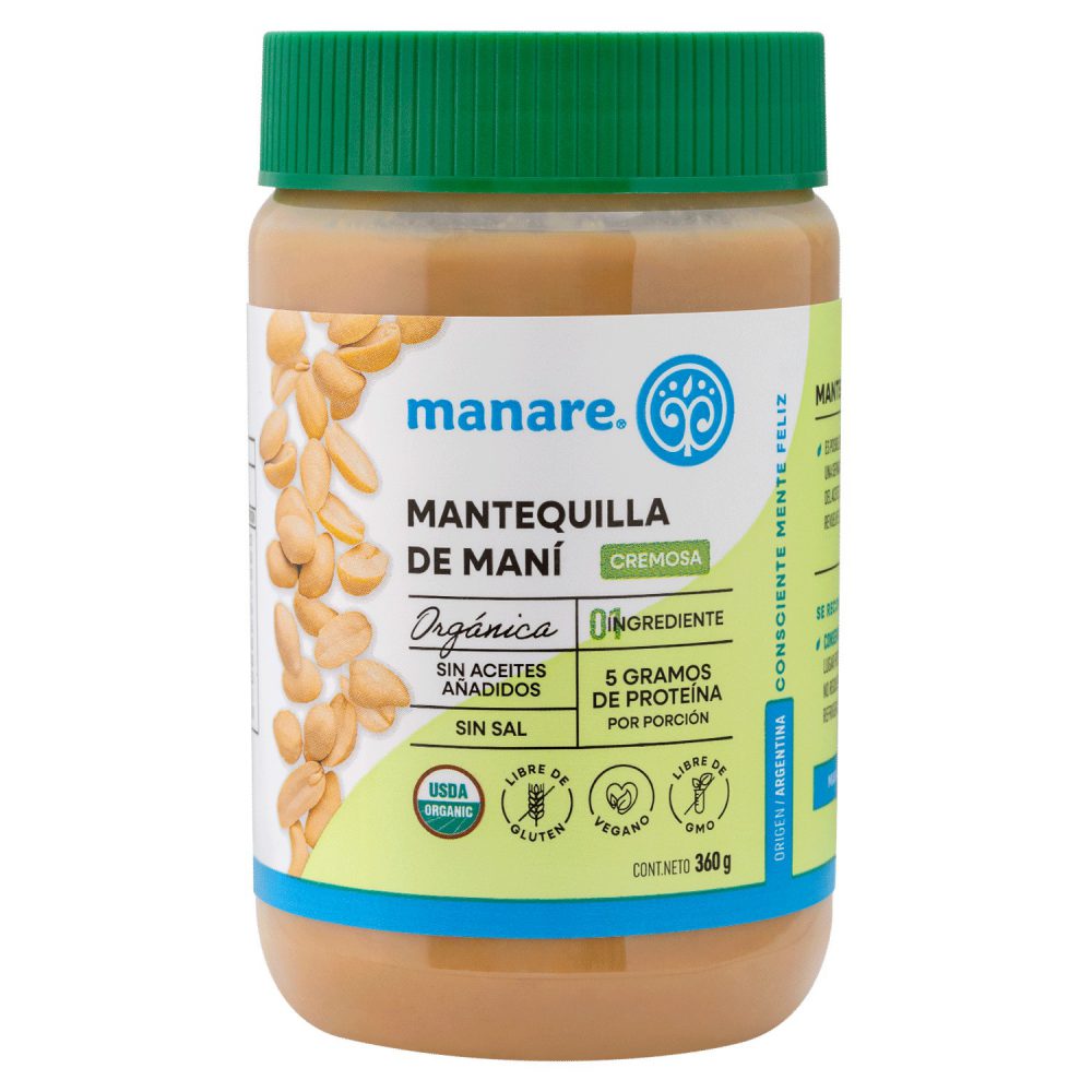 MANTEQUILLA DE MANÍ  ORGANICA 360 GR