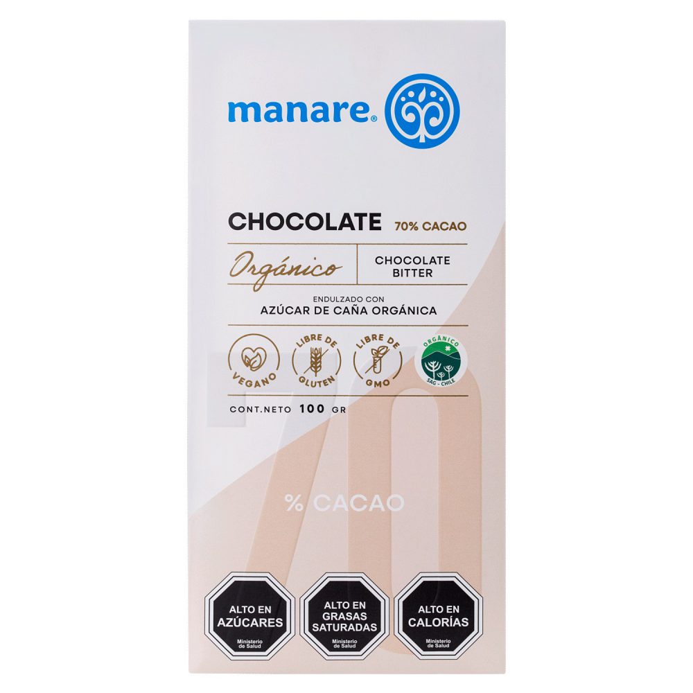 CHOCOLATE  ORGANICO 100 GR DE CACAO 70%
