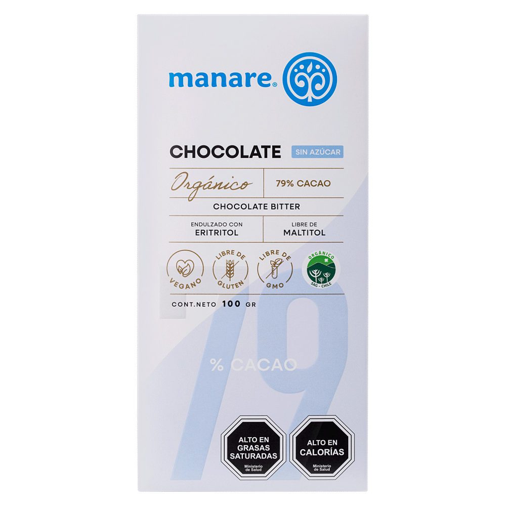 CHOCOLATE  ORGANICO 100 GR SIN AZUCAR 79%
