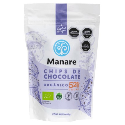 CHIPS 52% CACAO ORGÁNICO  400 GR