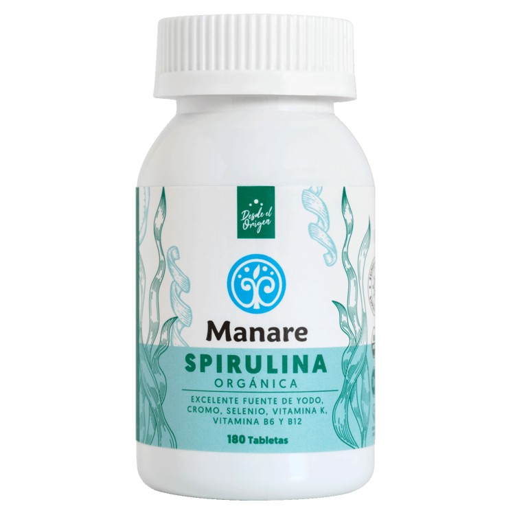 SPIRULINA ORGANICA MANARE 180 TABLETAS