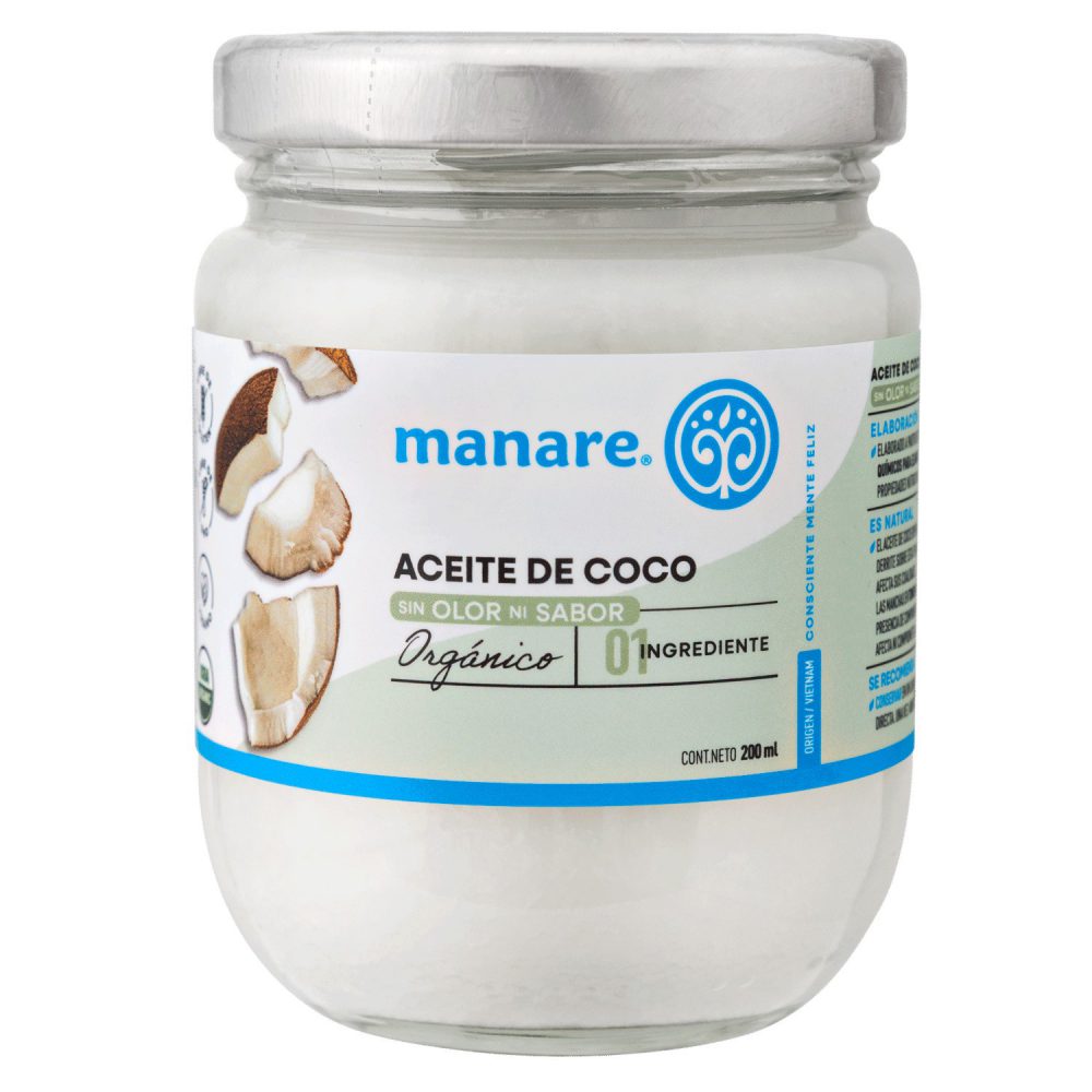 ACEITE DE COCO ORGÁNICO SIN OLOR NI SABOR  200 ML