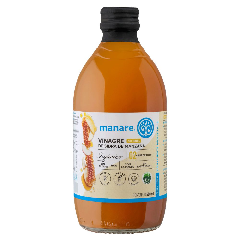 VINAGRE DE MANZANA ORGÁNICO 500 ML CON MIEL