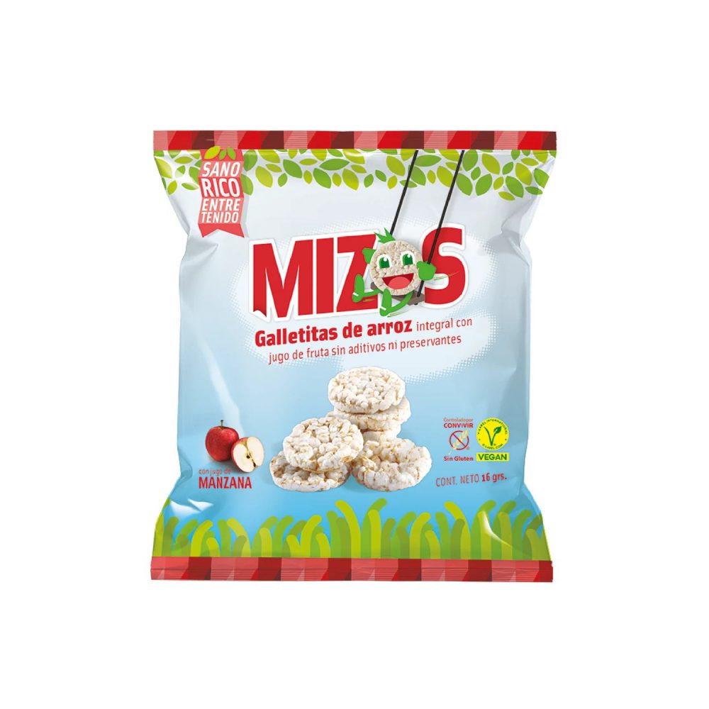 GALLETAS DE ARROZ MIZOS 16 GR MANZANA