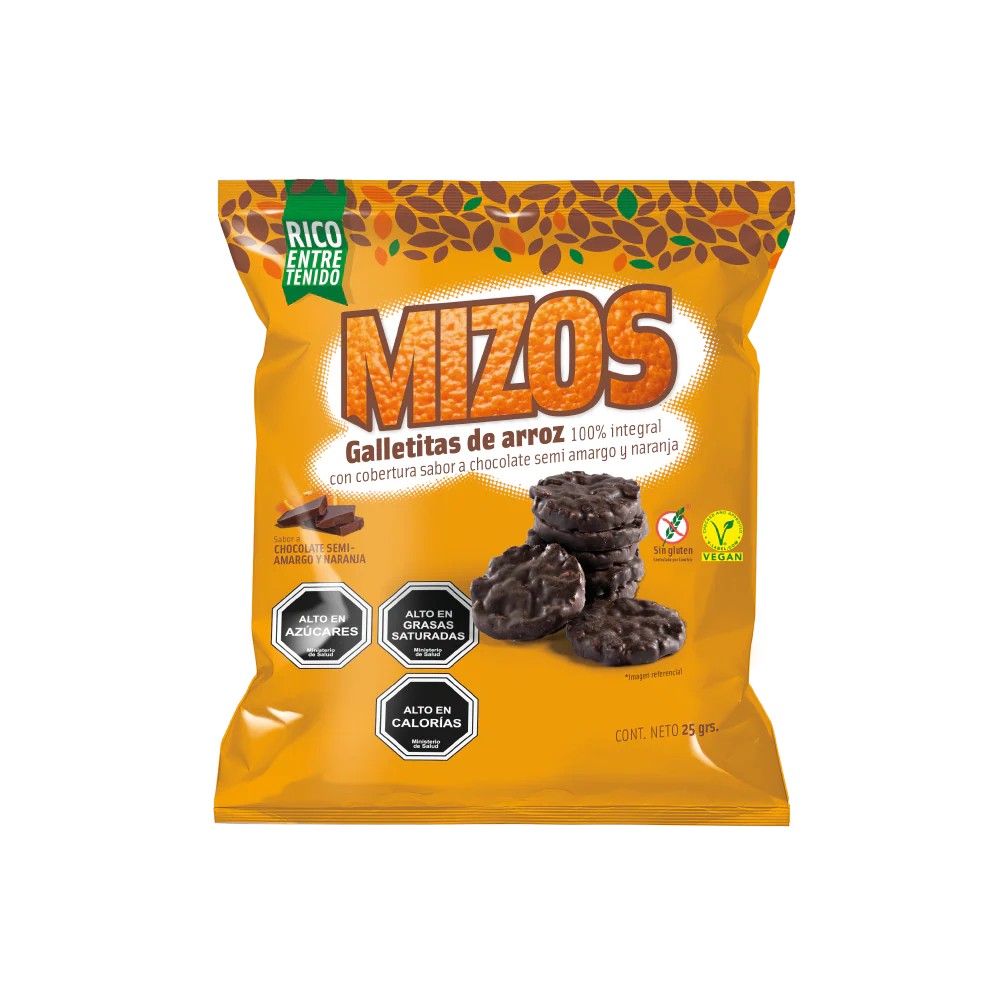 GALLETAS DE ARROZ MIZOS 25 GR NARANJA CHOCOLATE
