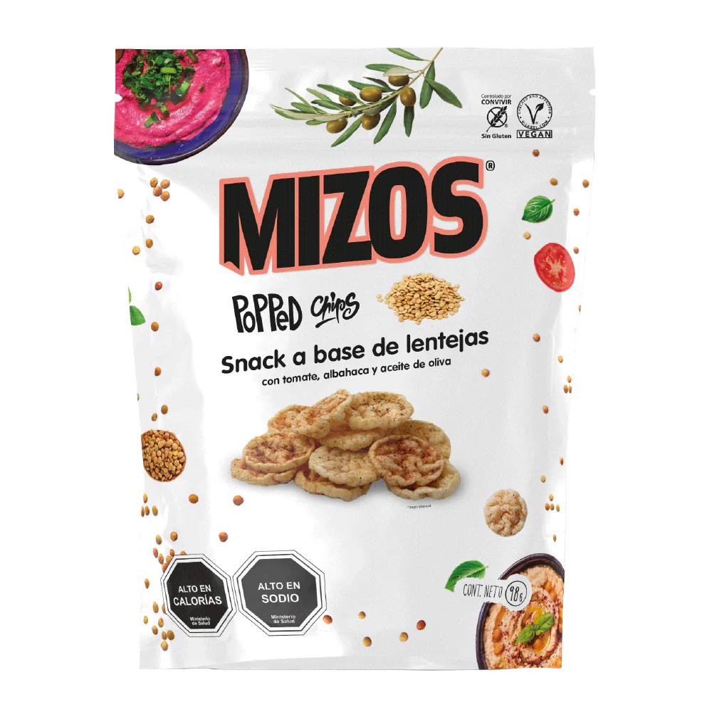 POPPED CHIPS DE LENTEJAS CON TOMATE Y ALBAHACA  98 GR