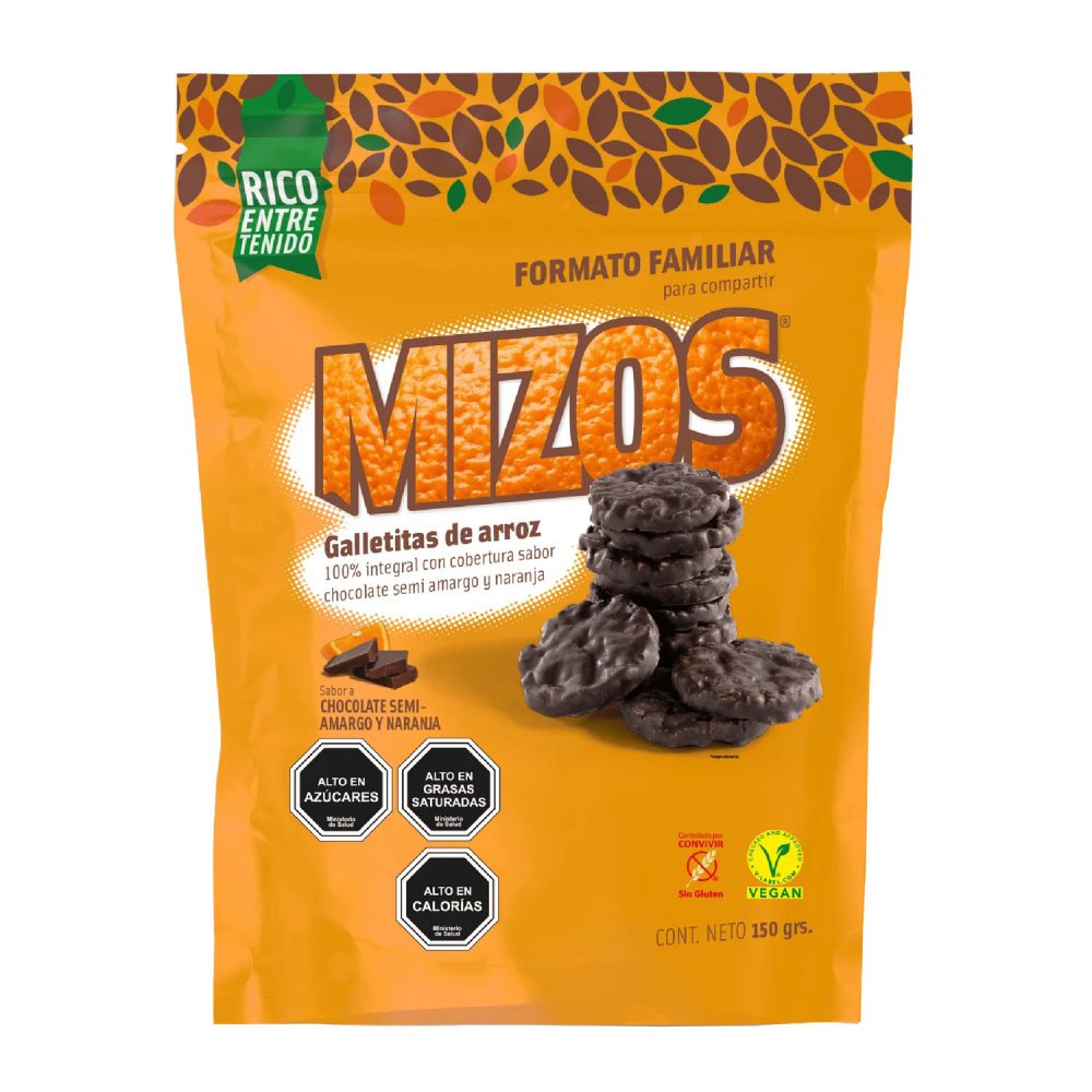 GALLETAS DE ARROZ MIZOS 150 GR CHOCOLATE NARANJA FAM